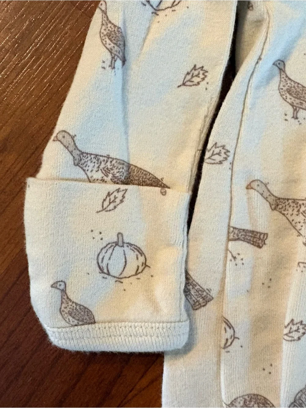 Two Turkey White Footed One-Piece Sleepers with Multicolor Turkey Print 0-3 M